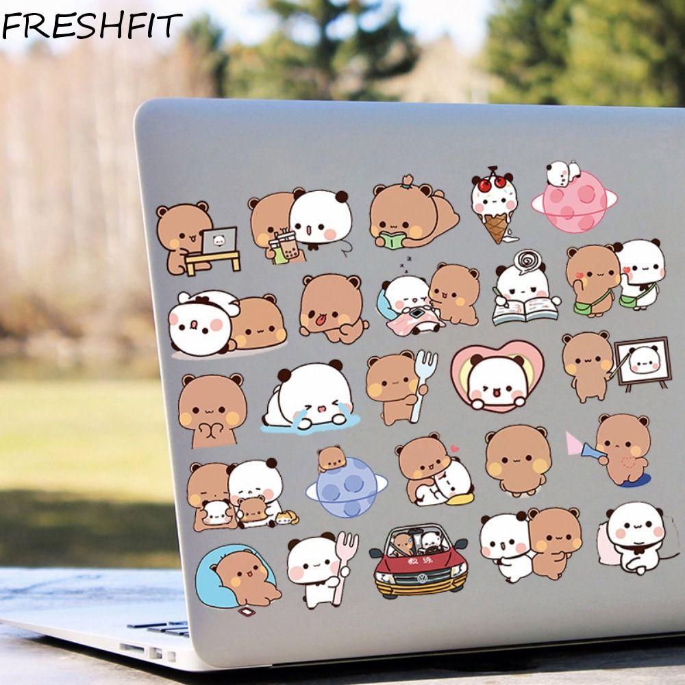FRESHFIT สติ๊กเกอร์ Bubu และ Dudu, กันน้ําการ์ตูนหมีคู่ DIY Decals, คุณภาพสูง Self-กาว Graffiti Deca