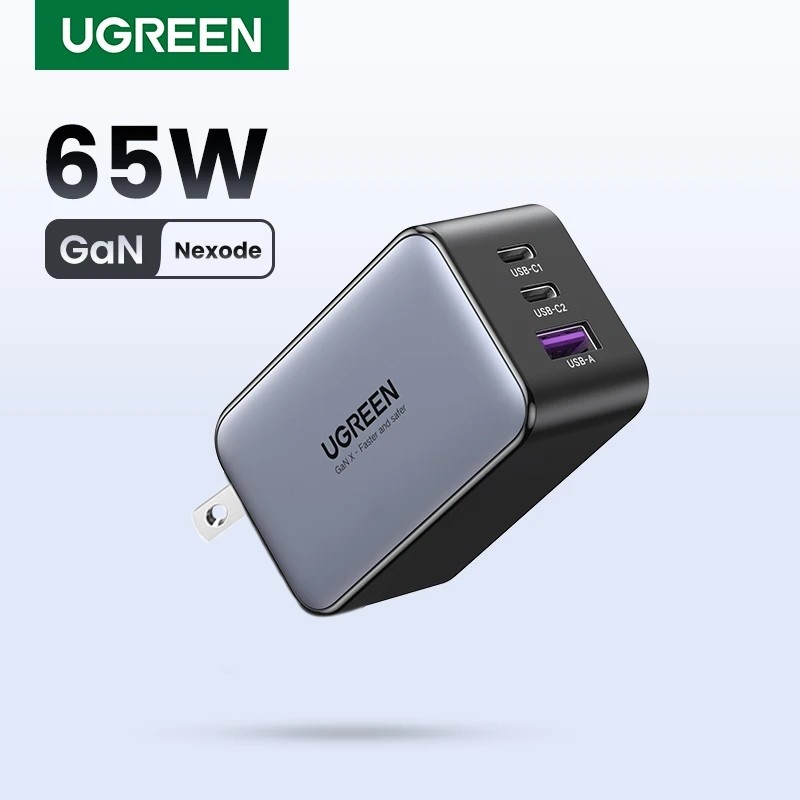 UGREEN 65W GaN Charger 2C1A Fast Charger QC 4.0 PD3.0 สําหรับ IPhone Samsung Xiaomi Huawei แล็ปท็อปแท็บเล็ต