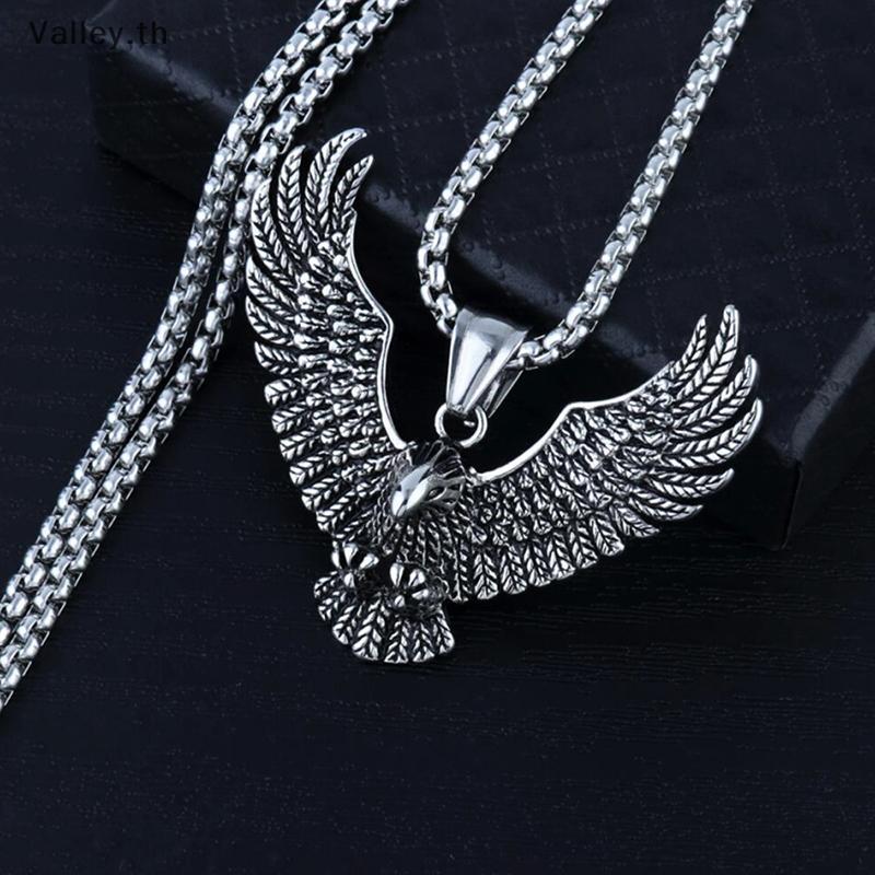 [Valley] Mens Stainless Steel Vintage Flying Eagle Pendant Necklace Spiritual Jewelry TH
