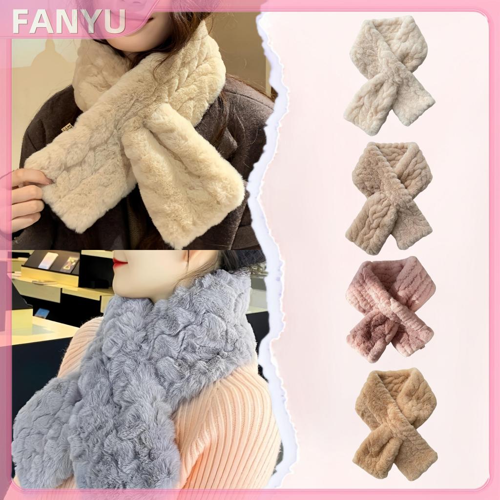 FANYU ผ้าพันคอผู้หญิงปุยข้ามฤดูหนาวผ้าพันคอตุ๊กตามุกอบอุ่น FANYU - รูปที่ 7