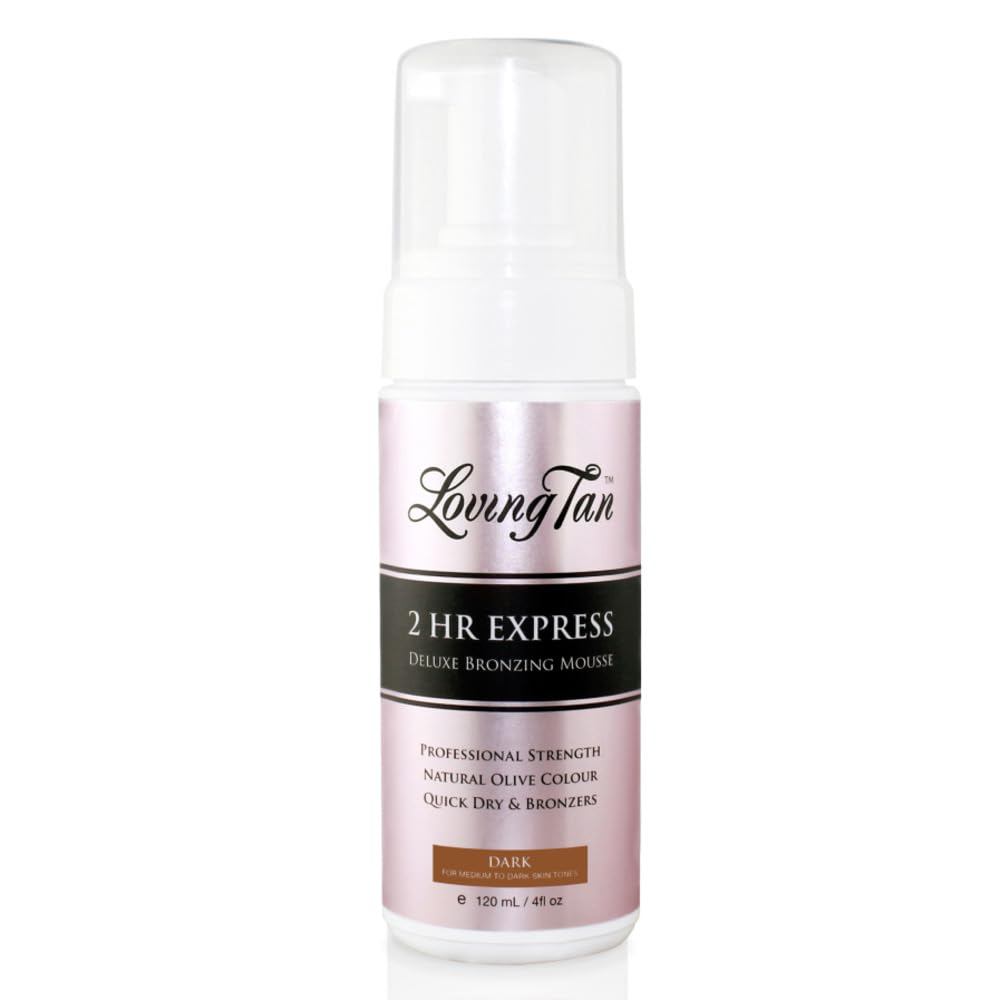 Loving Tan 2 HR Express Self-Drying Mousse, Dark Color-No Stripes, Natural, Professional Quality-5+P