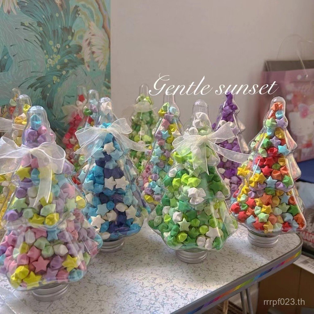 Lucky Little Red Book Jar Wishing Star Christmas Tree Star ขวด Origami High-value Star Gradient สี S