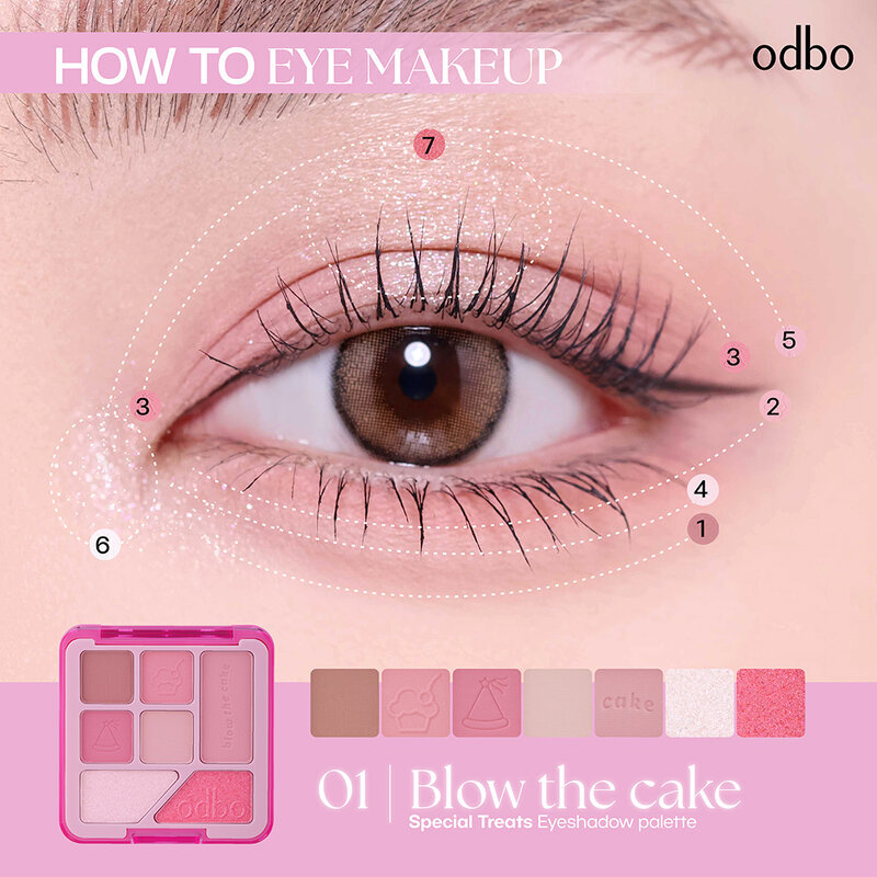 ODBO Special Treats Eyeshadow Palette 7g #2034-01 Blow The Cake โอดีบีโอ อายแชโดว์พาเลท 7 เฉดสี. - รูปที่ 3