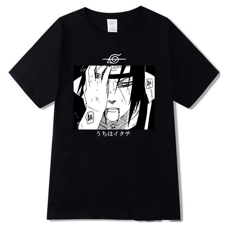 เสื้อยืดผ้าฝ้ายพิมพ์ลายitachi uchiha konoha men's premium distribution t shirt cheap นารูโตะ anime b