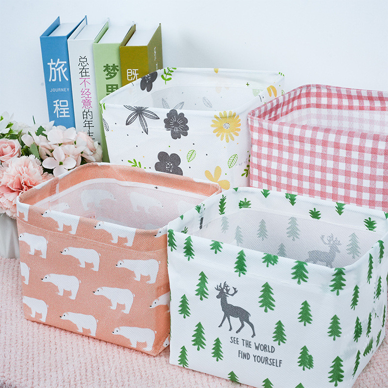 กล่องผ้าอเนกประสงค์ ลายน่ารัก ขนาดเล็ก ตะกร้าอเนกประสงค์ พับได้ กล่องใส่ของ ขนาด 20x16x13 cm. - รูปที่ 6