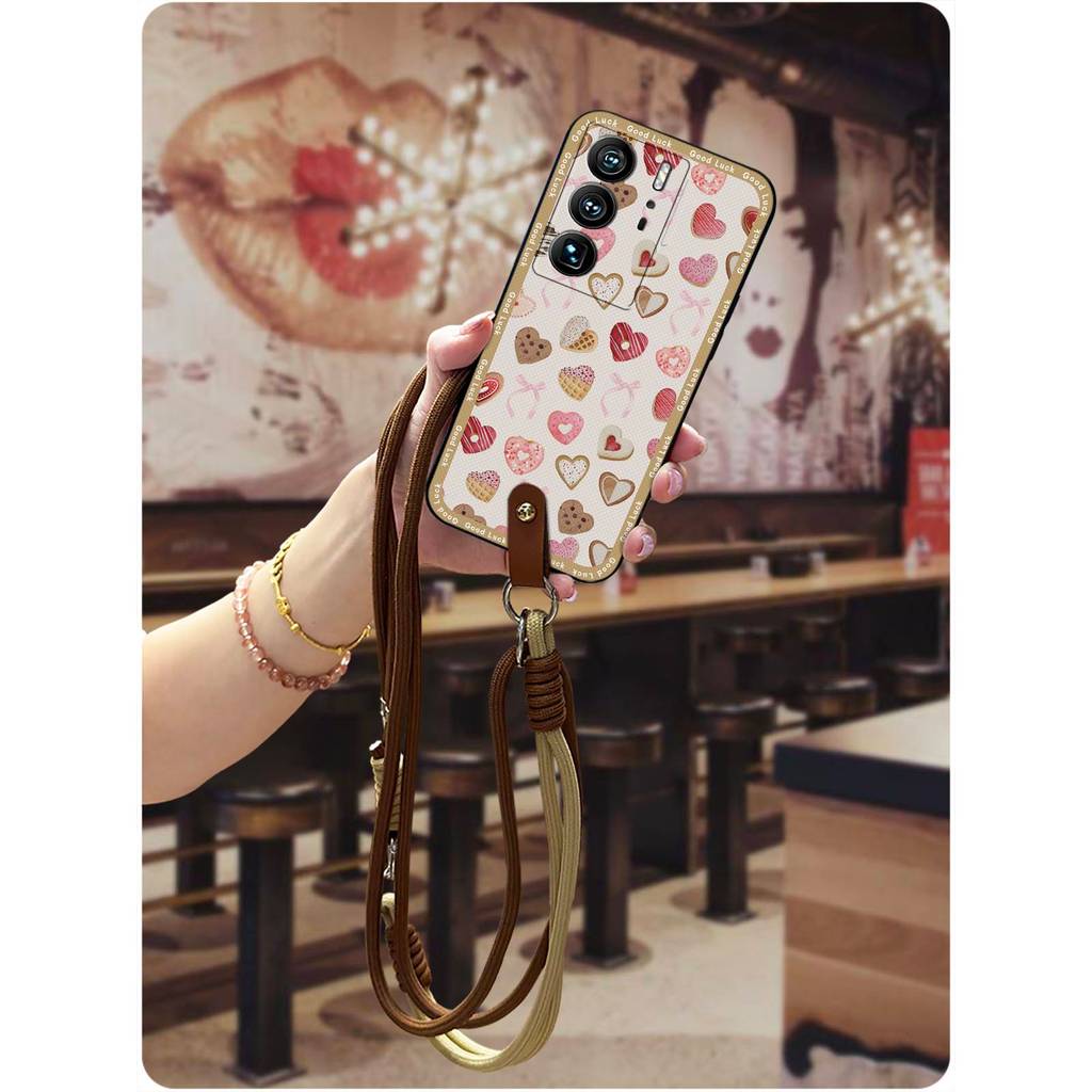 TPU ฝาหลังเคสโทรศัพท์สําหรับ ZTE Axon40 Ultra Graffiti Dirt-proof Lanyard สร้อยคอเต็มห่อกันกระแทก An