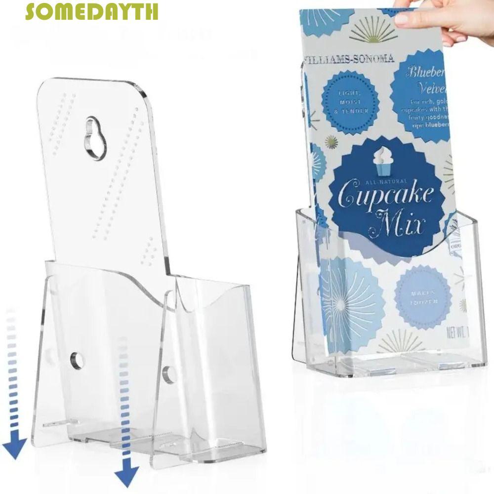 SOMEDAY A6 Brochure Holder,พลาสติกClear Pampphlet Holder,เมนูเคาน์เตอร์OrganizerแบบพกพาFlyer Display
