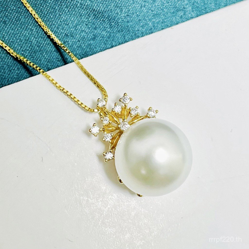 จี้มุกคอนซีลเลอร์ เพชรสังเคราะห์ สายเงินSterling Silver ขนาด11-12mm พร้อมแท่นยึดDIY