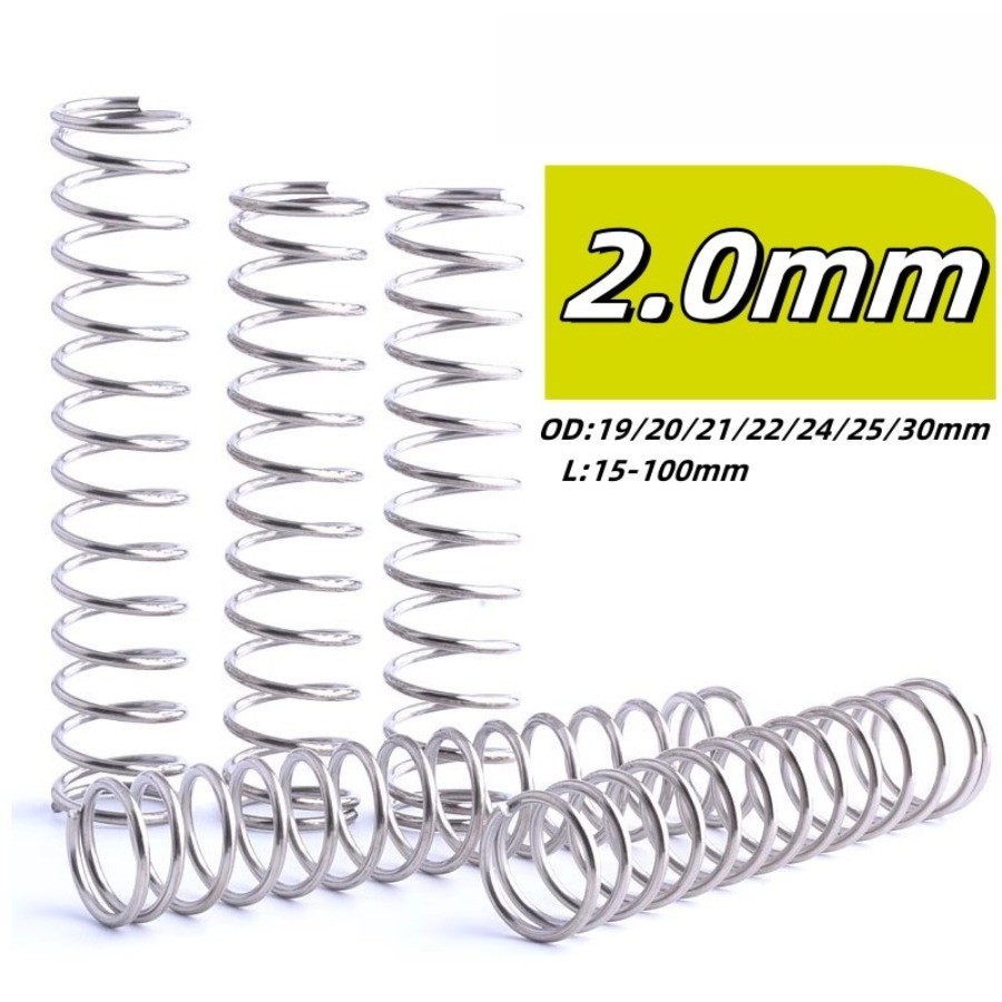 สปริงบีบอัด สปริงคืน สแตนเลส 304 สปริงบีบอัด d2.0mm*OD19-30mm*L10-100mm999-MB