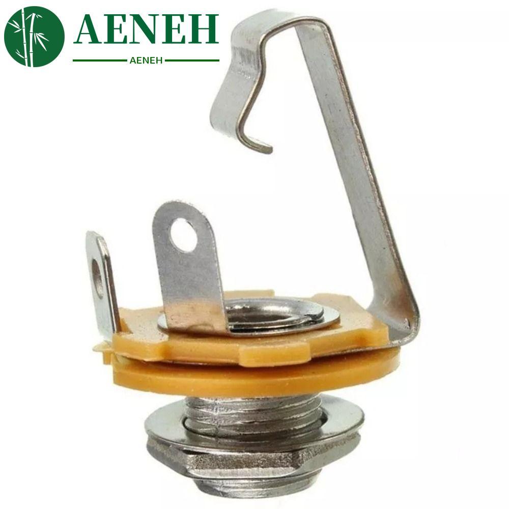 AENEH 10 ชิ้นกีตาร์ไฟฟ้าอินพุตแจ็ค, Chrome Nut Plug Socket กีตาร์ Mono Jack Socket, Mono Female Inpu