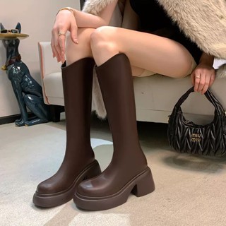 🇹🇭ส่งเเมสได้🇹🇭รองเท้าบู๊ตผู้หญิงสไตล์อังกฤษ รุ่นใหม่ 2025 หั…