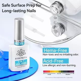 【Local】BORN PRETTY 3 IN 1 เล็บ Prep Dehydrator และ Primer บํารุงปกป้องเล็บ Long-Lasting Nail Care เจลโปแลนด์ไม่จําเป็นต้อง UV LED โคมไฟ 15ml