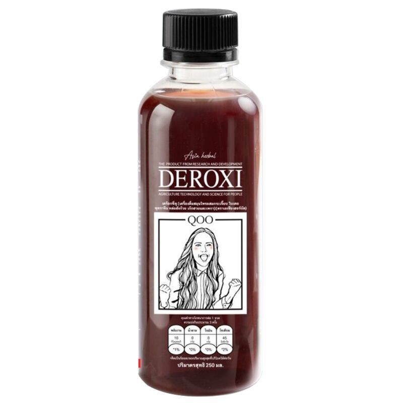เดร๊อกซี่คูเครื่องดื่มน้ำสมุนไพรดับร้อนแบบไม่หวาน 250มล. Deroxi Qoo Herbal Beverage 250ml. [บาร์โค้ด 8857125382021]