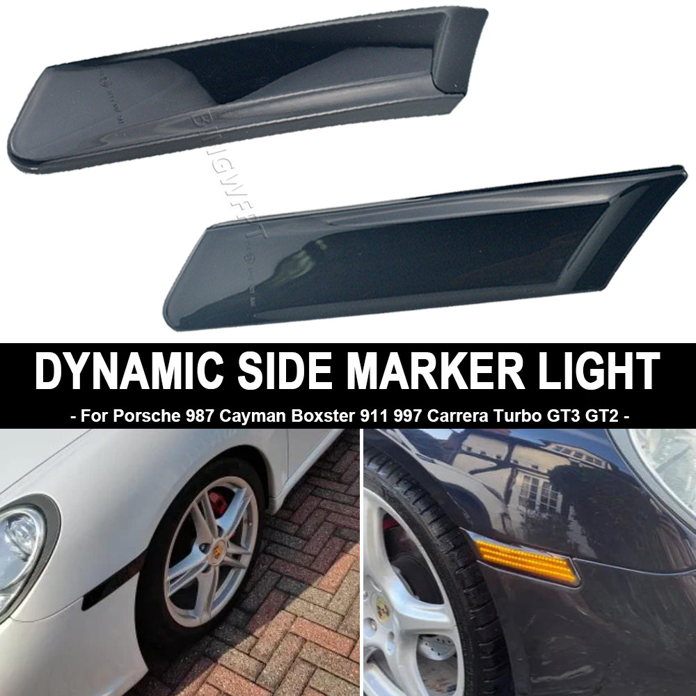 2PCS LED ด้านข้างไฟเลี้ยวไฟสัญญาณ Amber สีสําหรับ Porsche 997 (911) GT2 / GT2 RS GT3 / GT3 RS 2006-2