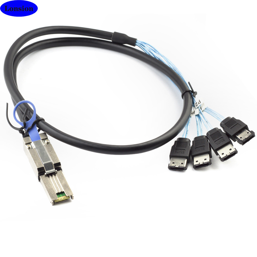 MINI SAS HD SFF-8088 26P ถึง 4X E-SATA 7P สายเคเบิลฮาร์ดดิสก์เซิร์ฟเวอร์หญิง