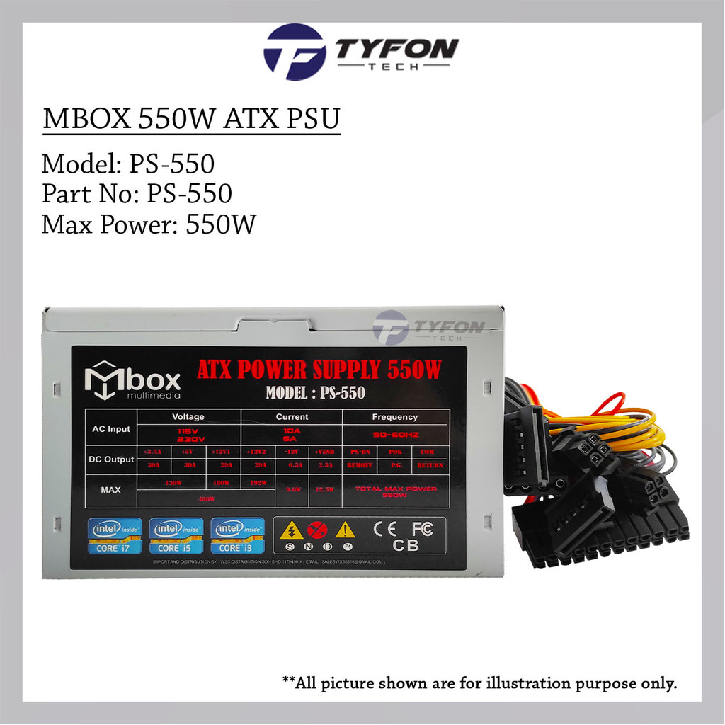 MBOX 550W ATX Power Supply Unit PSU PS-550 (กล่องเปิด)