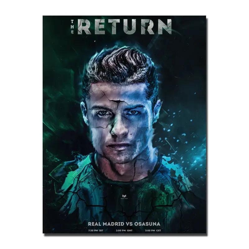 Cristiano Ronaldo Football King ผ้าไหมผ้าโปสเตอร์ Wall Art Decor สําหรับโฮมออฟฟิศหรือภาพวาดในร่มสําห