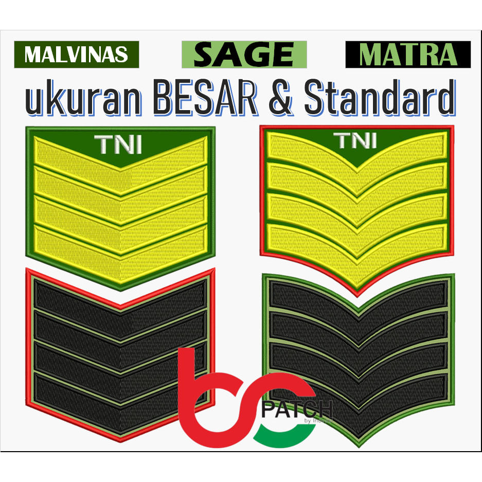 BCPT07 SERMA โลโก้ RANK TNI-AD PATCH EMBROIDERY MICA PERKERAS PDH-PDL-PDU ใหม่/เก่า | NCOPE