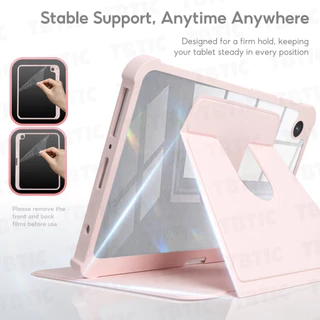 TBTIC เคส For Samsung Galaxy Tab หมุนได้ 360° กันกระแทก ฝาหลังใส มีช่องใส่ปากกา พร้อมขาตั้ง Smart Wake สำหรับ A9 A11 Plus A8 A7 S10 S9 S8 S7 FE S6 Lite 8.7/10.4/10.9/11/12.4