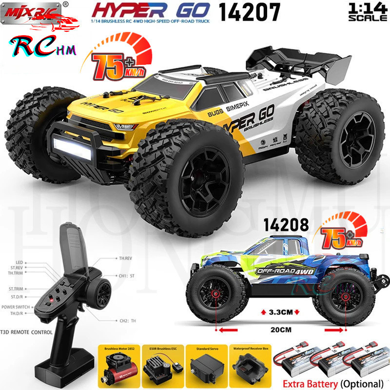 Hyper Go MJX 14207 14208 1/14 4WD 2.4G RC รถ 75 กม./ชม.Brushless Drift รถ Racing รถรีโมทคอนโทรลรถ Off-Road รถบรรทุกของเล่น OMZS