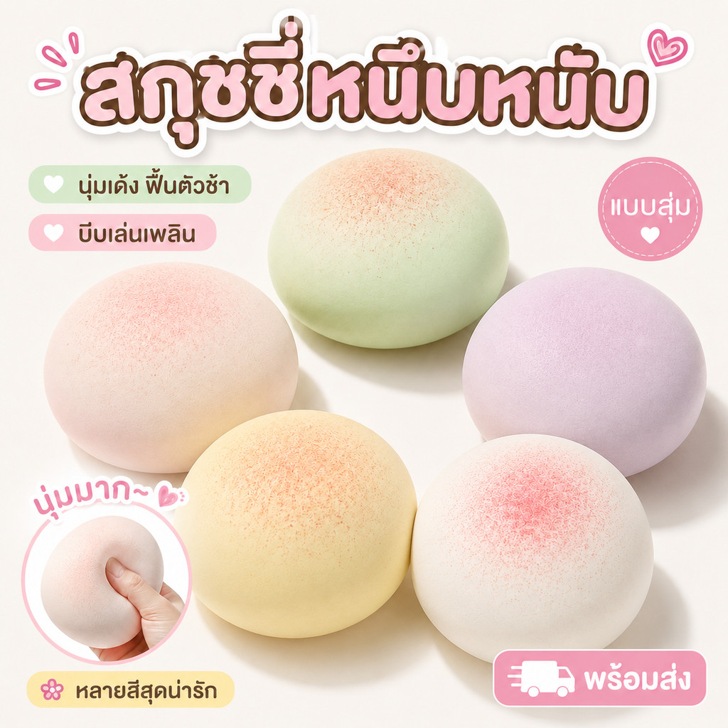 🍞COD สกุชชี่ขนมปังพาสเทล นุ่มหนึบฟื้นตัวช้า สีสันสุ่ม บีบคลายเครียด ของเล่นระบายอารมณ์เด็กผู้ใหญ่