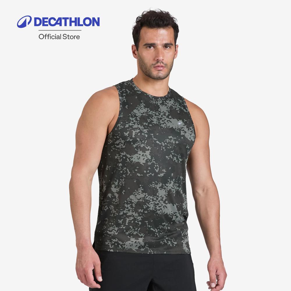Decathlon Men'S Fitness Breathable Tank Top เสื้อกล้ามระบายอากาศได้ดีสำหรับผู้ชายใส่ออกกำลังกาย - Khaki