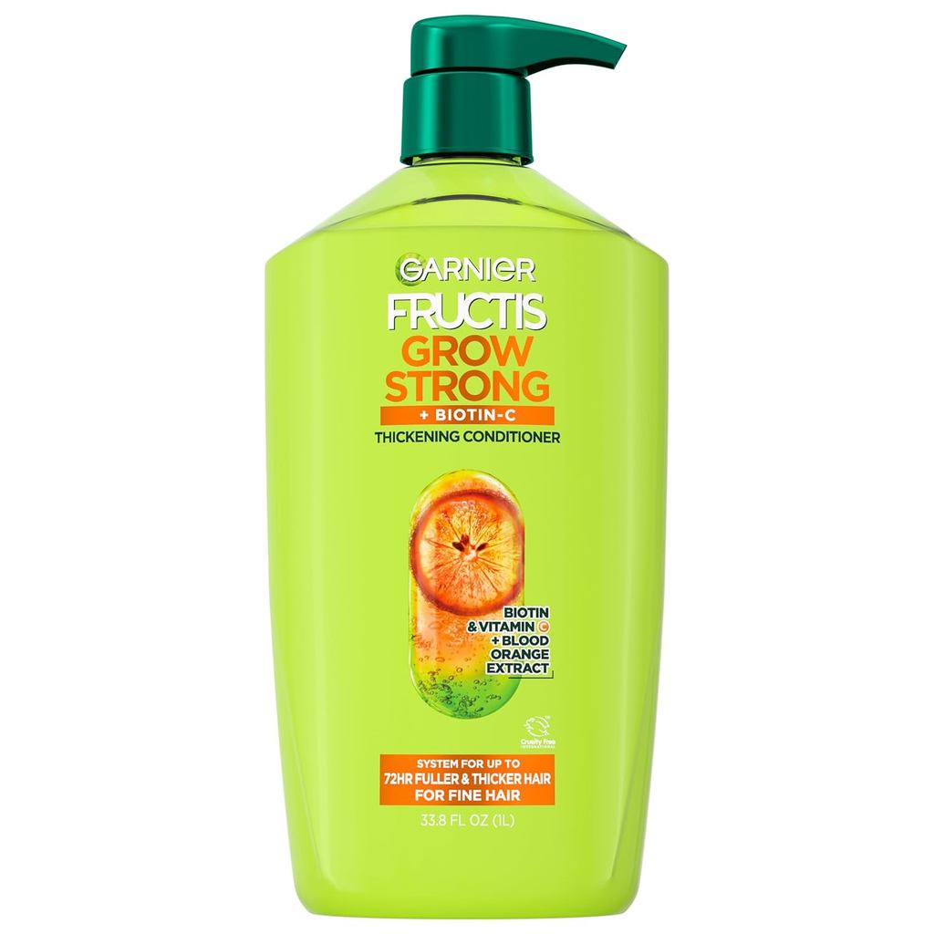 Garnier Fructis Grow Strong Thickening Conditioner for Fine Hair, Biotin-, 32.3 Fl Oz, 1 Count (Pack