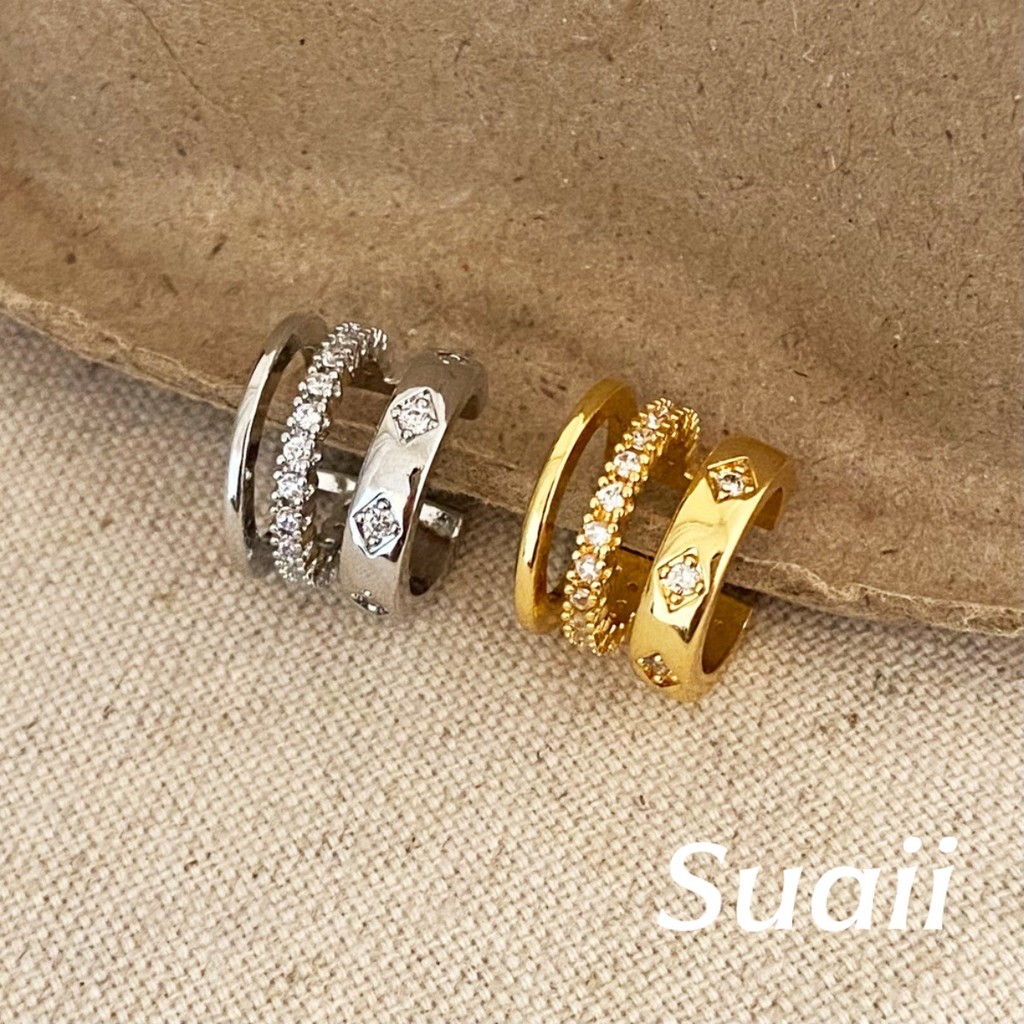 [ที่กําหนดเอง] คลิปหูชุบเพชรผู้หญิงเรียบง่ายอุปกรณ์เสริมหูอเนกประสงค์สําหรับสวมใส่ในชีวิตประจําวัน จ