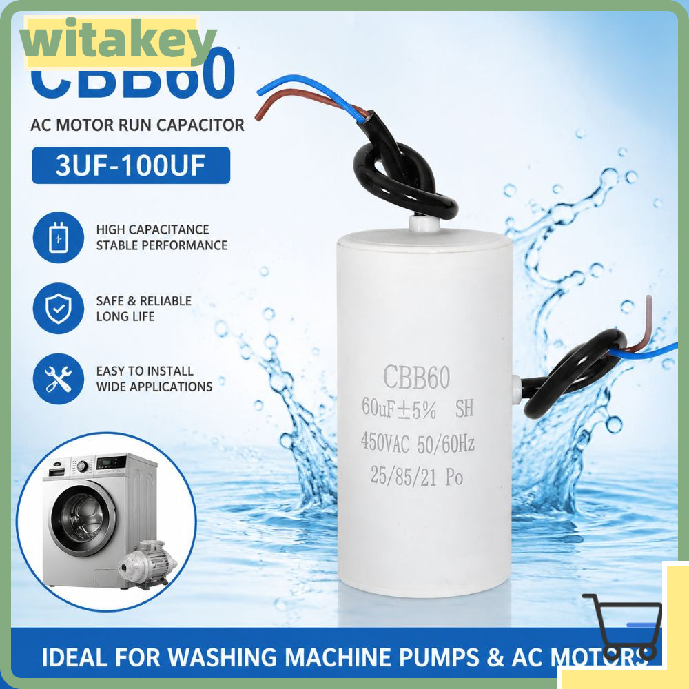 WITAKA CBB60 Capacitor, 50/60Hz 3UF-100UF Motor Run Capacitor, 450V Round Water Pump Capacitor