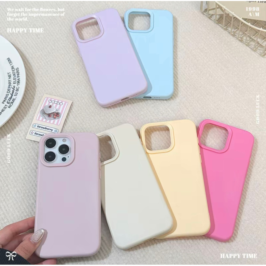 เคสซิลิโคน สำหรับ ไอโฟน13 เคสกำมะหยี่ สีพื้น สำหรับ iPhone 11/12/13/14/15 Pro Max 7 8 Plus SE2 SE3 ล