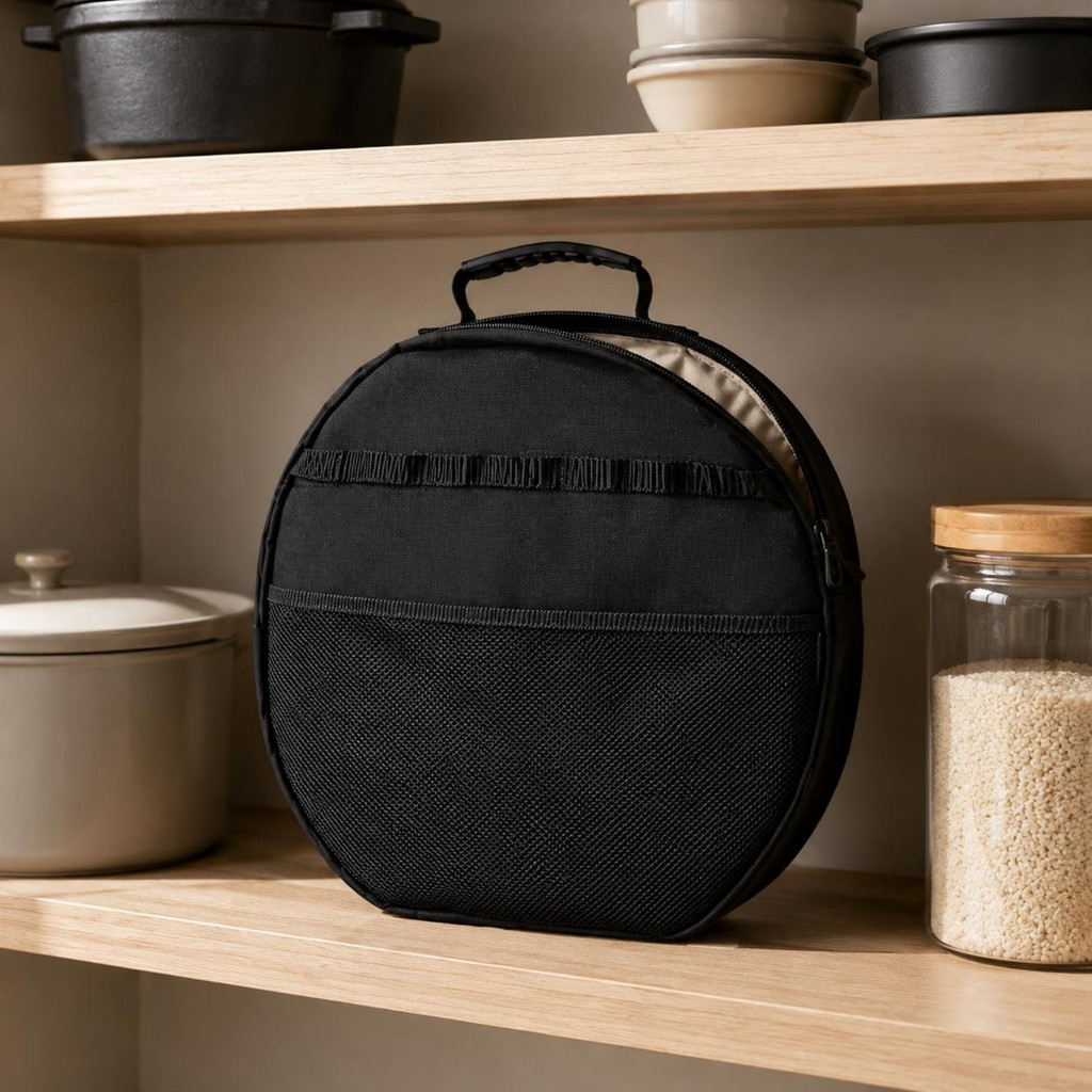 Round Grill Pan Storage Bag Safeguarding Grill Pan Storage Bag Skillet Pouch Front Strap Large Capac