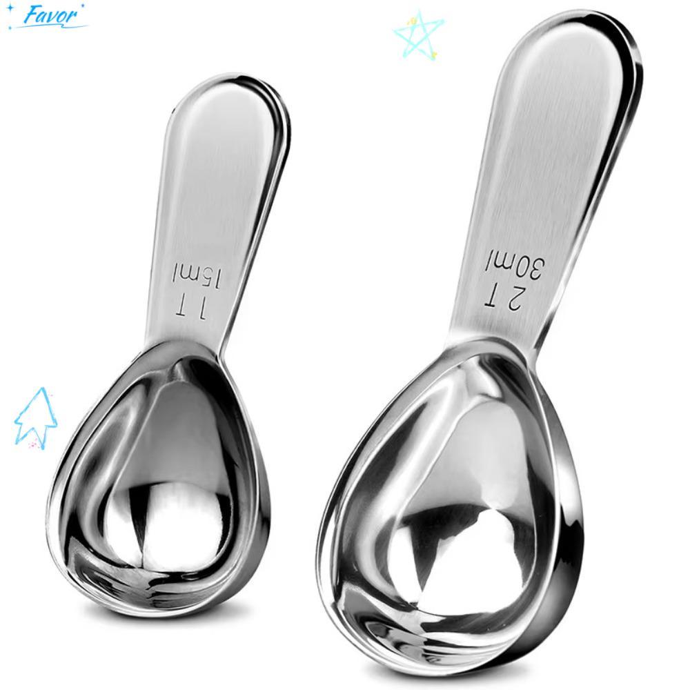 FAVOR ที่ตักกาแฟ, ช้อนตวงเมล็ดกาแฟสแตนเลส 15/30 มล., ทนทาน 1 Tbsp หรือ 2 Tbsp Ergonomic Tablespoon C