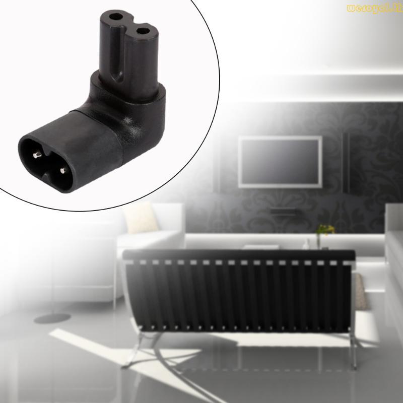 Weroyal รูป 8 IEC320 C7 ถึง C8 90 องศาขึ้นลงมุม IEC C8 ถึง C7 อะแดปเตอร์ไฟ AC