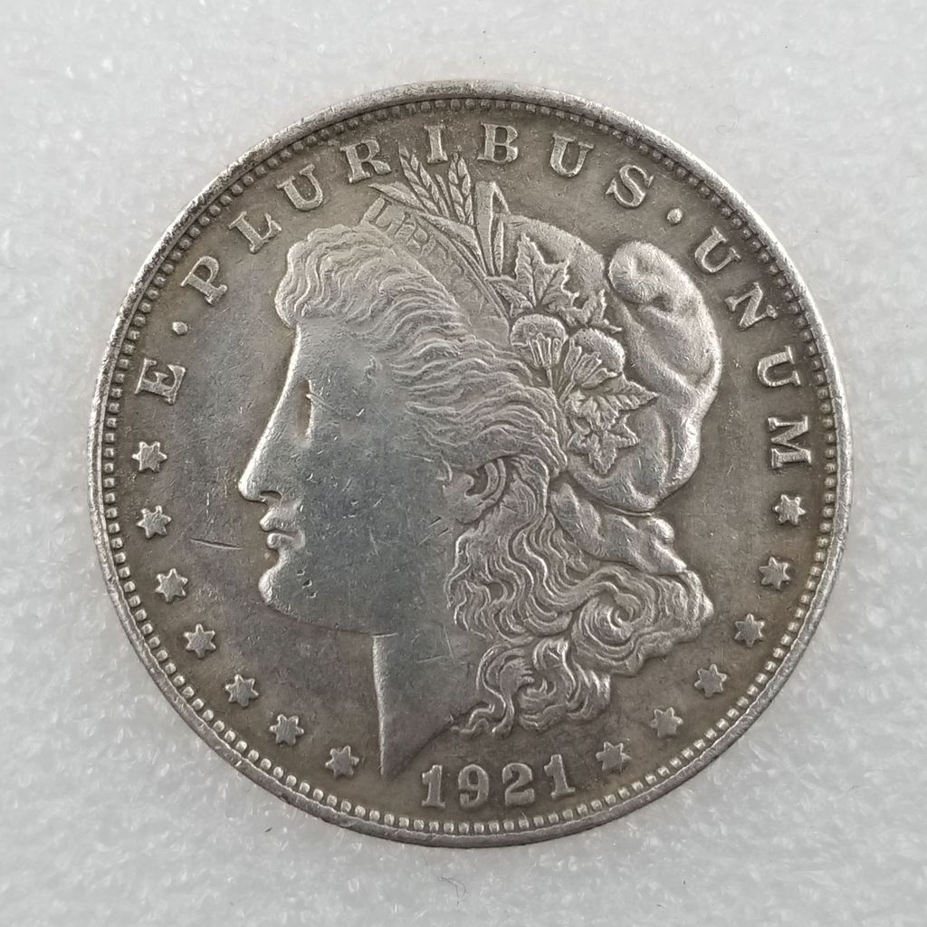 งานฝีมือโบราณ 1921 วัสดุทองเหลืองทองเหลืองชุบเงิน Morgan Distressed Silver Dollar ต่างประเทศเงิน Dol