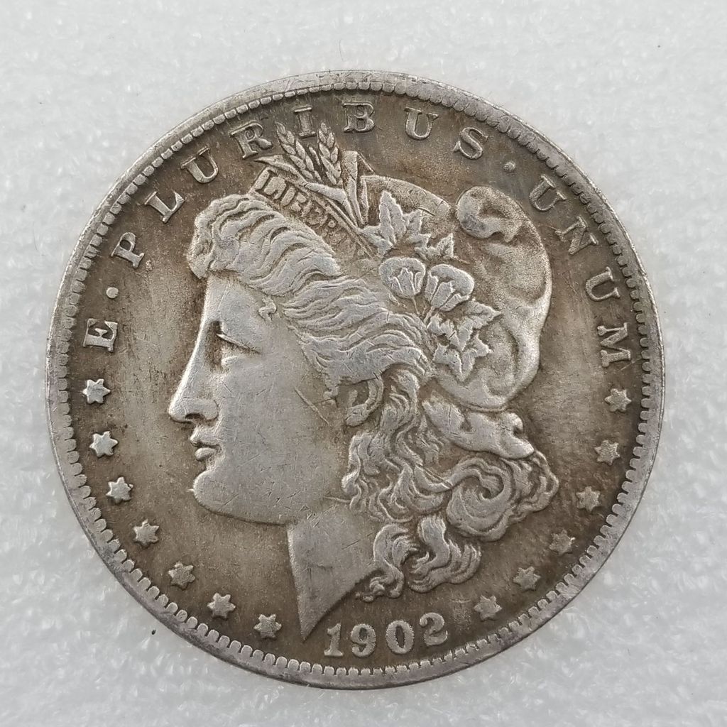 งานฝีมือโบราณ 1902 วัสดุทองเหลือง P ทองเหลืองชุบเงิน Morgan Silver Dollar Distressed Silver Dollar ต