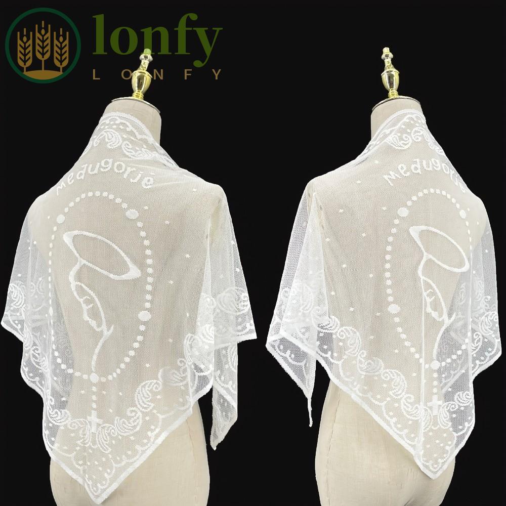 ผ้าพันคอสามเหลี่ยมปักลาย LONFY ผ้าเบาบาง Ethnic Style ผ้าพันคอผู้หญิง ใช้คลุมผมได้