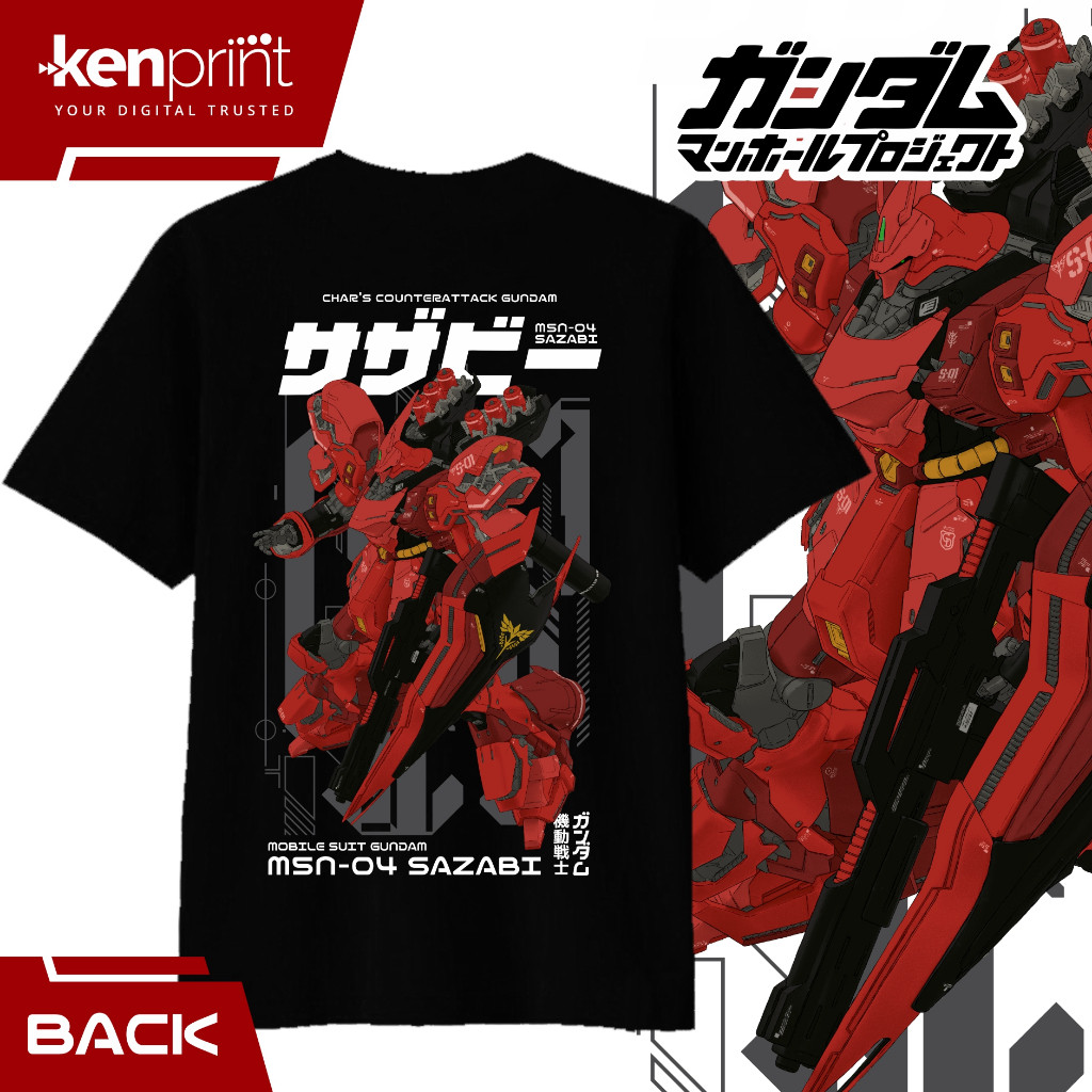 เสื้อยืด Msn-04 Sazabi | กันดั้ม Chars Counter Attack Tshirt เสื้อไมโครไฟเบอร์