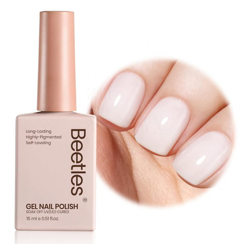 Beetle Milky สีขาวเจลเล็บ 15ml Neutral Jelly Nude สีฐานเล็บสีคอนซีลเลอร์โปร่งใส Soakable UVLED ฝรั่ง