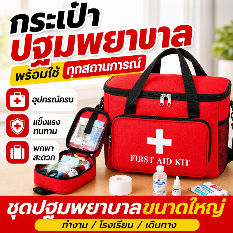 กระเป๋าปฐมพยาบาล ชุดแพทย์ฉุกเฉิน พร้อมสายคล้องไหล่ กันน้ำ กระเป๋ายาสามัญประจำบ้าน พกพาสะดวก สำหรับตั้งแคมป์-กีฬา