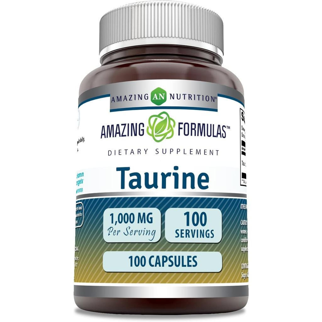 Amazing Formulas Taurine Amino Acid Supplement | 1000 Mg per Serving | 100 Capsules | Non-GMO | Glut
