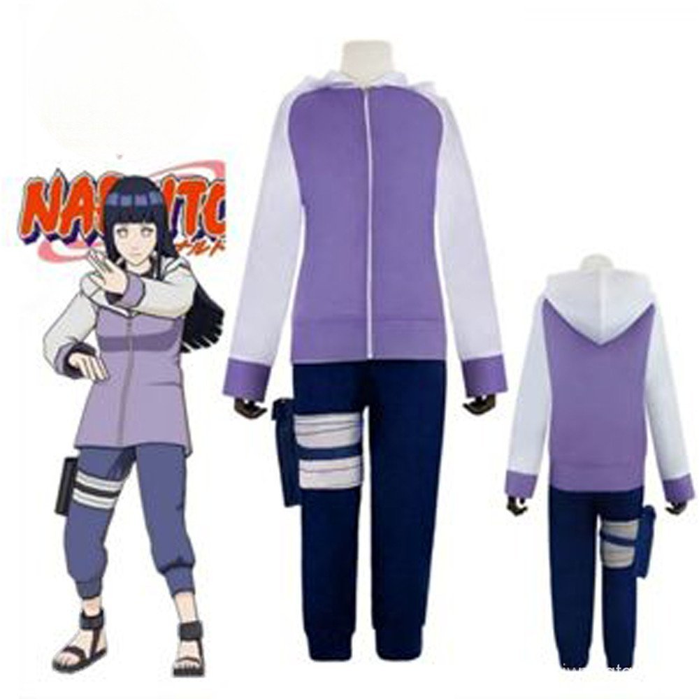 อะนิเมะคอสเพลย์ Hinata Hyuuga คอสเพลย์เครื่องแต่งกายกางเกงสีม่วงแจ็คเก็ตฮาโลวีนผู้หญิงเครื่องแต่งกาย