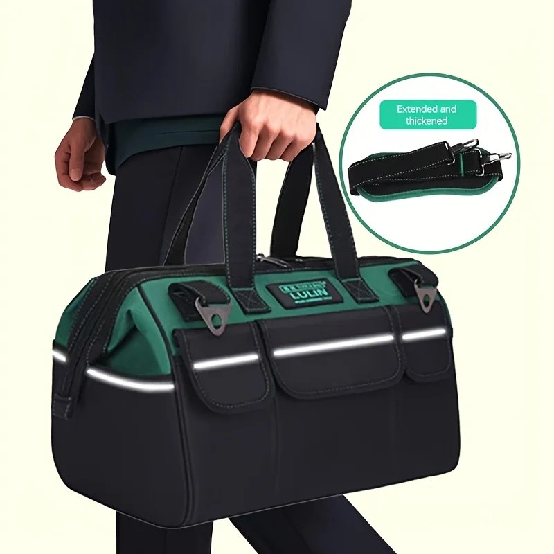 17-inch, 18-inch, 21-inch green one-piece electrician's tool bag, portable large canvas bag made of 