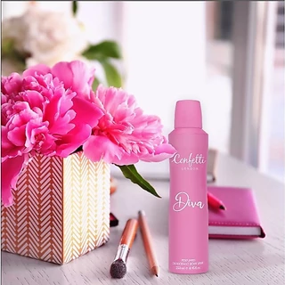 [ซื้อ1แถม1] Confetti London Deodorant Spray-Diva 250ml /คอนเฟตติ ลอนดอน สเปรย์ระงับกลิ่นกาย -ดีว่า 250มล.