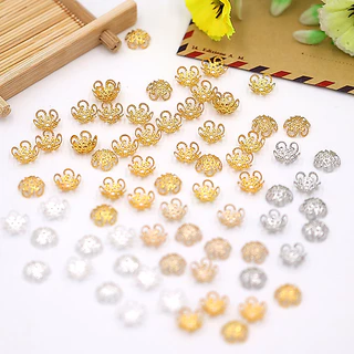 200 ชิ้น / แพ็ค ลูกปัดโลหะ ฝาดอกไม้ DIY อุปกรณ์เครื่องประดับ