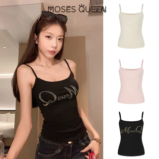 MOSESQUEEN เสื้อคล้องคอลูกปัดสไตล์ตัวอักษรสาวฮอตสวมเป็นเสื้อตัวนอกพร้อมเสื้อแขนกุดชั้นในทรงเข้ารูปมีสไตล์และเข้ารูป #63774