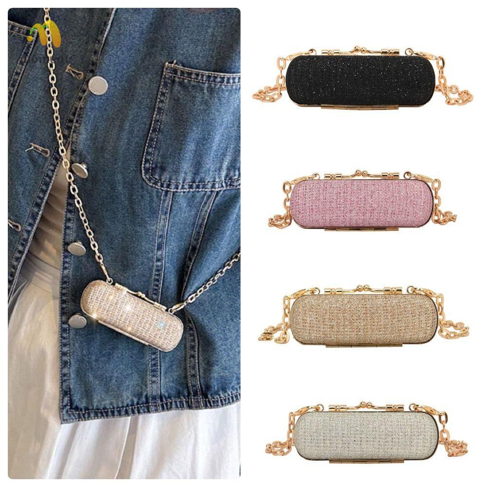MOMENT Evening Banquet Bag, Mini Glitter Crossbody Bag, Fashion Handbag Chain Strap Shoulder Bag Wom