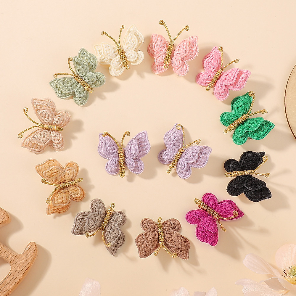 1 ชิ้นที่ละเอียดอ่อนน่ารักผีเสื้อ Hairclips ผม Bangs Hairpins สาวถัก Handmade Hairgripes Barrettes อุปกรณ์เสริมผม