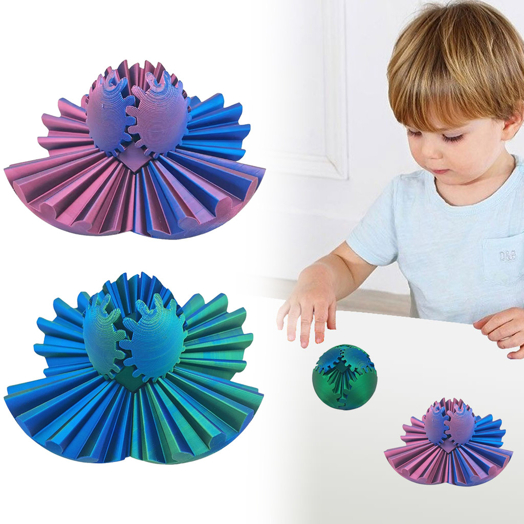 [flyingfishla] 1 PC 8 ซม.3D พิมพ์เกียร์ Sphere Ball – สีสันเกียร์ Ball Fidget Gear Sphere Puzzle Cub