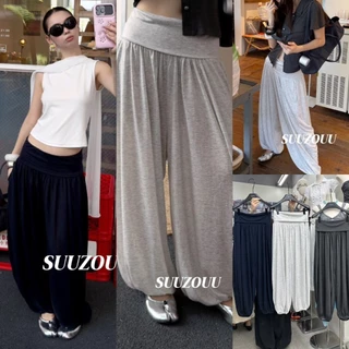 ❤ 🧵 🇰🇷 SU401 กางเกงทรงจินนี่เอวพับ ดีไซน์เกาหลี ทรงสวย เก็บหุ่น ใส่สบายสุดๆ แฟชั่นเกาหลี TAG MM Fish 🧡