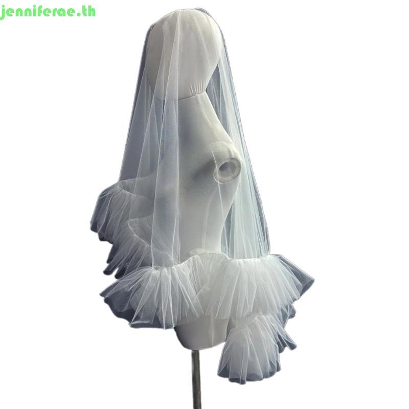 Jenniferae ที่ละเอียดอ่อนเจ้าสาวชั้นเดียว Veil Headpieces พร้อม Ruffled Trim Veil งานแต่งงานเจ้าสาว 